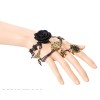 S-0083 New Gothic Black silk Lace Flower chain Big Flower Bronze Alloy Spider Drop Tassel Chain Pendant Choker Necklace Bracelet Ring Set