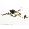 S-0083 New Gothic Black silk Lace Flower chain Big Flower Bronze Alloy Spider Drop Tassel Chain Pendant Choker Necklace Bracelet Ring Set
