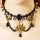 S-0083 New Gothic Black silk Lace Flower chain Big Flower Bronze Alloy Spider Drop Tassel Chain Pendant Choker Necklace Bracelet Ring Set