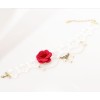 S-0085 New Gothic Lovely White Hollow Out Lace Red Flower Drop Pendant Necklace Bracelet Set