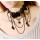 S-0086 New Gothic Black Hollow Out Lace Big Flower Chain Tassels Drop Pendant Necklace Bracelet Set