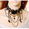 S-0086 New Gothic Black Hollow Out Lace Big Flower Chain Tassels Drop Pendant Necklace Bracelet Set