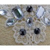 N-1642 New Gothic Black White Hollow Out Lace Crystal Resin Gem Drop Necklace