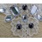 N-1642 New Gothic Black White Hollow Out Lace Crystal Resin Gem Drop Necklace