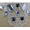 N-1642 New Gothic Black White Hollow Out Lace Crystal Resin Gem Drop Necklace