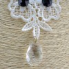 N-1642 New Gothic Black White Hollow Out Lace Crystal Resin Gem Drop Necklace