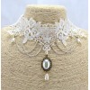 New Retro style Gothic white lace Flower Faux Pearl necklace bracelets ring S-0075