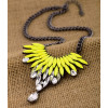 N-3119 New Arrival Fashion Gun Black Metal fluorescence resin gem clear Crystal Pendant Necklace