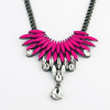 N-3119 New Arrival Fashion Gun Black Metal fluorescence resin gem clear Crystal Pendant Necklace