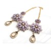 N-3121 New Arrival Extravagant Fashion Charming Light Purple Crystal Flower Drop Pendant choker Necklace