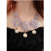 N-3121 New Arrival Extravagant Fashion Charming Light Purple Crystal Flower Drop Pendant choker Necklace