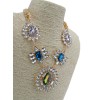 N-3125 New Arrival European Fashion Charming Gold Plated Metal Colorful  Crystal Flower Pendant Necklace