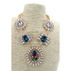 N-3125 New Arrival European Fashion Charming Gold Plated Metal Colorful  Crystal Flower Pendant Necklace