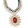 N-3126 New Arrival European Fashion Style Gold Plated Metal Crystal Flower Ribbon Chain Pendant Necklace