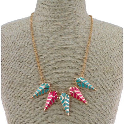 N-4282 New Arrival European Fashion Gold Plated Metal Enamel  Cone Pendant Necklace