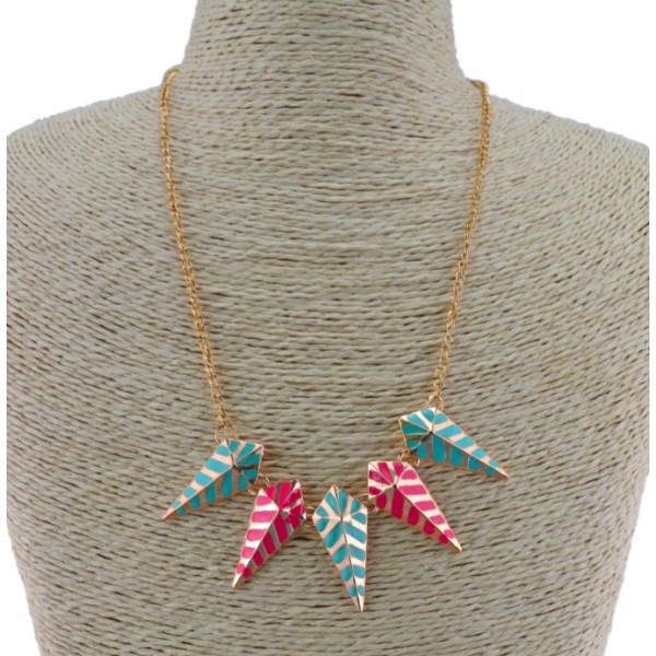 N-4282 New Arrival European Fashion Gold Plated Metal Enamel  Cone Pendant Necklace