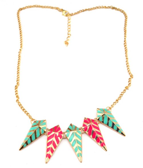 N-4282 New Arrival European Fashion Gold Plated Metal Enamel  Cone Pendant Necklace
