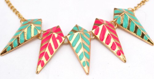 N-4282 New Arrival European Fashion Gold Plated Metal Enamel  Cone Pendant Necklace