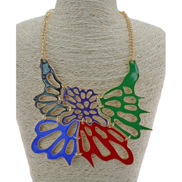 N-3424 New Arrival European Enamel Hollow Out Butterfly Pendant  Necklace