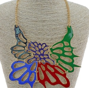 N-3424 New Arrival European Enamel Hollow Out Butterfly Pendant  Necklace