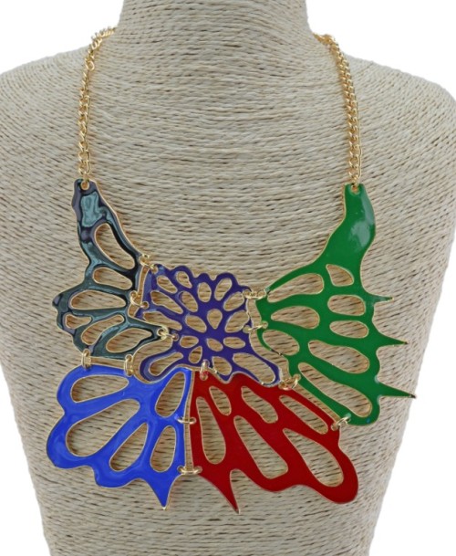 N-3424 New Arrival European Enamel Hollow Out Butterfly Pendant  Necklace