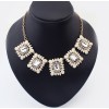 N-3507 New Arrival Charming Square Resin Gem Crystal Flower Pendant  Necklace