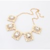N-3507 New Arrival Charming Square Resin Gem Crystal Flower Pendant  Necklace