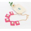 N-3507 New Arrival Charming Square Resin Gem Crystal Flower Pendant  Necklace