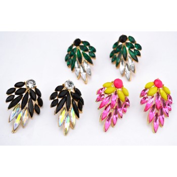 E-1694 New Arrival Koea Style Charming Gold Plated Metal Crystal Flower Ear Stud Earrings