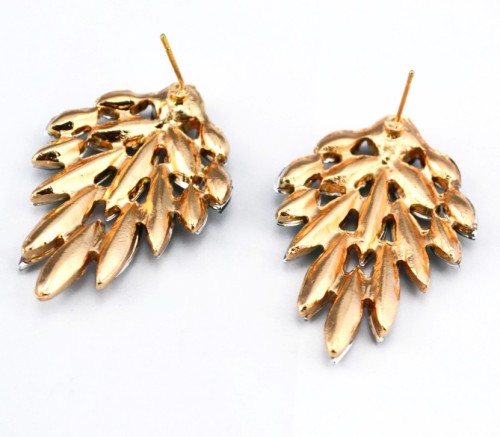 E-1694 New Arrival Koea Style Charming Gold Plated Metal Crystal Flower Ear Stud Earrings