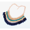 Fashion gold plated Layered  Gems Wood Beads tassels  Bib Chocker Necklaces N-0151