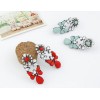 E-1695 New Arrival Koea Style Gun Black Metal Resin Gem Crystal Flower Drop  Ear Stud Earrings