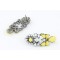 E-1695 New Arrival Koea Style Gun Black Metal Resin Gem Crystal Flower Drop  Ear Stud Earrings