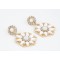 E-0694 New Arrival Koea Style Gold Plated Metal Resin Gem Rhinestone Flower Dangle Ear Stud Earrings