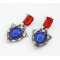 E-1696 New Arrival Vintage Style Gun Black Metal Red/Blue Crystal Dangle Ear Stud Earrings