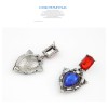 E-1696 New Arrival Vintage Style Gun Black Metal Red/Blue Crystal Dangle Ear Stud Earrings