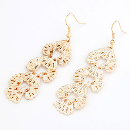 E-2147 New Arrival European Style Gold Plated Alloy Hollow Out Leaves Ear Stud Earrings