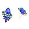 E-2320 New Arrival European Gold Plated Alloy Charming Blue Crystal Drop Flower Ear Stud Earrings