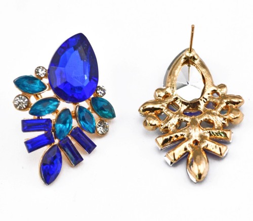 E-2320 New Arrival European Gold Plated Alloy Charming Blue Crystal Drop Flower Ear Stud Earrings