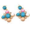 E-0294 New Arrival European Style  Gold Plated Alloy Rhinestone Colorful Resin Gem Dangle Ear Stud Earrings