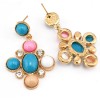 E-0294 New Arrival European Style  Gold Plated Alloy Rhinestone Colorful Resin Gem Dangle Ear Stud Earrings