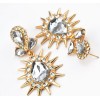 E-2321New Arrival European Gold Plated Alloy Charming Clear Crystal Rivet Drop Dangle Ear Stud Earrings
