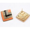 E-2044 New Arrival European Style Gold Plated Alloy Enamel Rhinestone Square Ear Stud Earrings