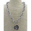 N-1649 Fashion Silver Gold Plated Metal  Link Chain Badge Pendant Necklace