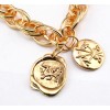 N-1649 Fashion Silver Gold Plated Metal  Link Chain Badge Pendant Necklace