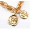 N-1649 Fashion Silver Gold Plated Metal  Link Chain Badge Pendant Necklace