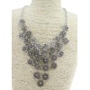 N-3517 New Arrival European Vintage Gold/Silver Metal Rhinestone Hollow Out Flower Bib Pendant Necklace