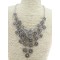 N-3517 New Arrival European Vintage Gold/Silver Metal Rhinestone Hollow Out Flower Bib Pendant Necklace