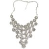N-3517 New Arrival European Vintage Gold/Silver Metal Rhinestone Hollow Out Flower Bib Pendant Necklace