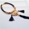 N-3429 New Arrival European Gold Alloy Ribbon Snake Double Chain Crystal Flower Lion Pendant Necklace set